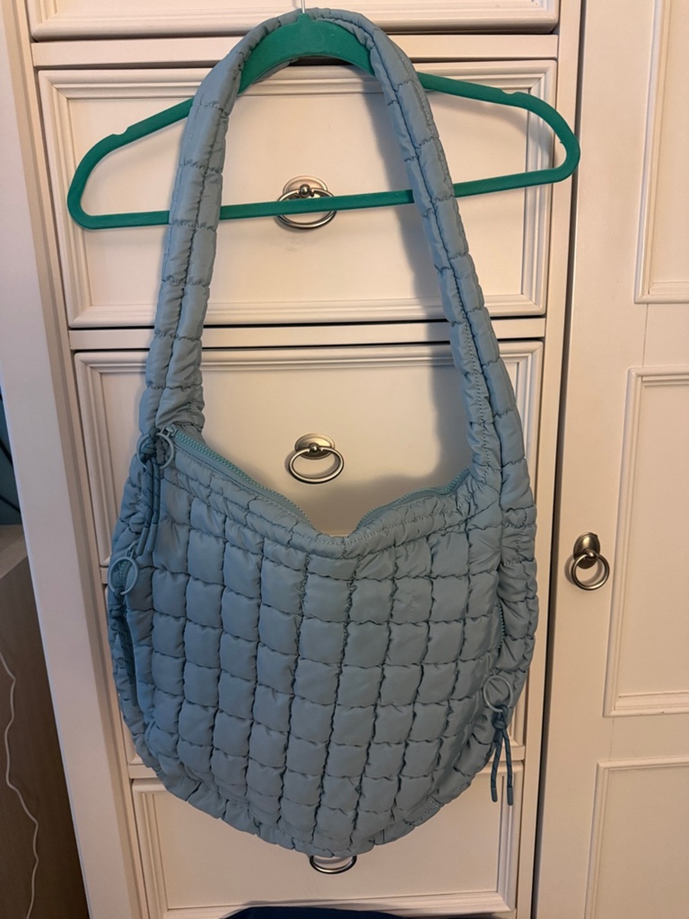 Urban Expressions Quilted Shoulder Bag in Light Blue - Soft Padded Carryall